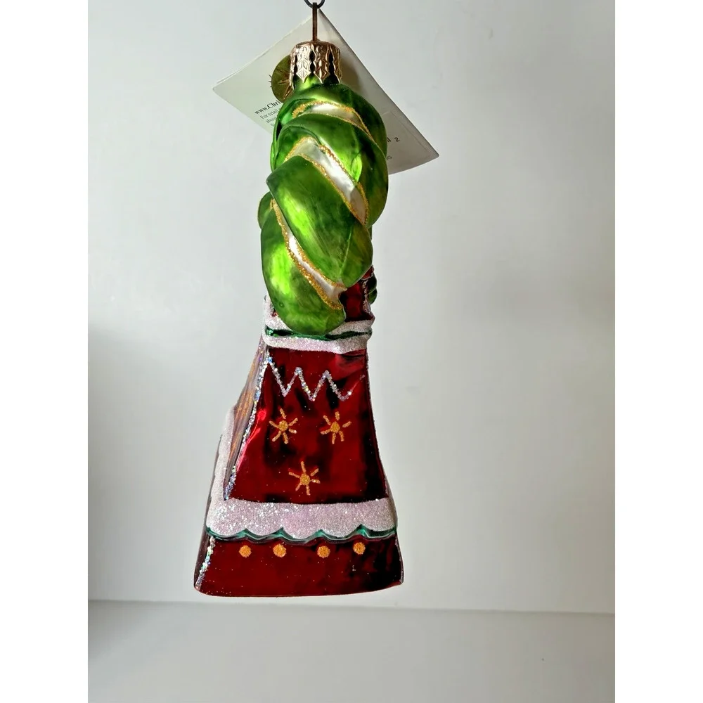 Christopher Radko Ribbon Ring Ding Glass Ornament 2001 Poland NWT Tag & Box